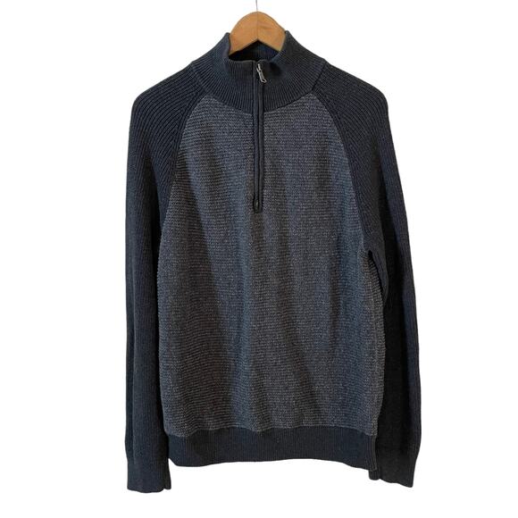 BANANA REPUBLIC Mens Wool Blend COLOR BLOCK Quarter Zip Knit Sweater Gray Large - Picture 1 of 8